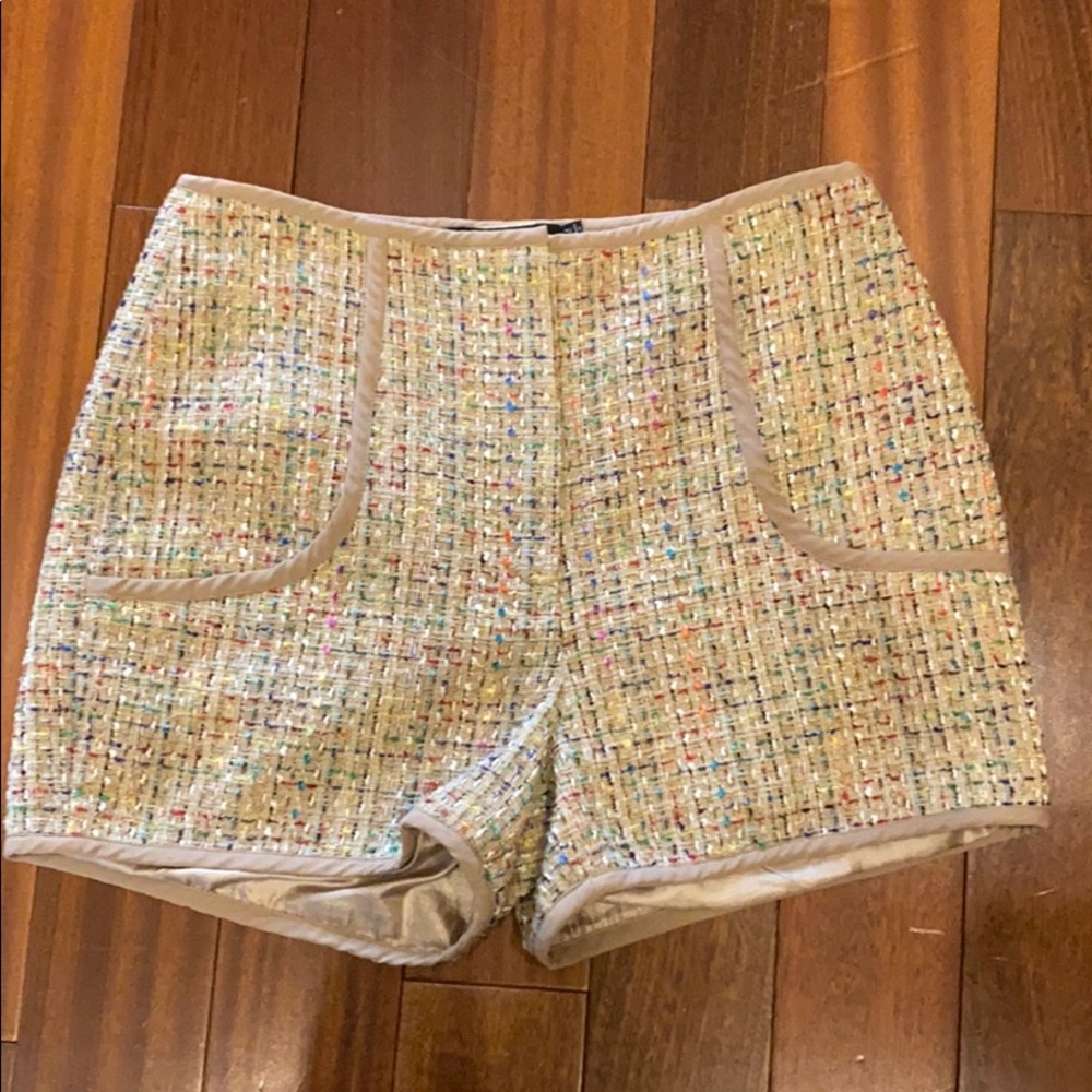 High Waisted Multicolored Tweed Shorts